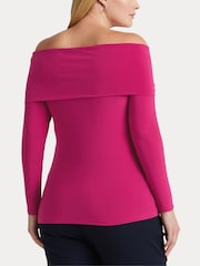 Lauren Ralph Lauren Curve Schulterfreies Jereyoberteil, Magenta - Bild 4 von 8