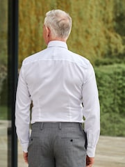White Slim Fit Single Cuff Signature Italian Fabric Shirt - Image 10 of 10