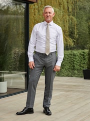White Slim Fit Single Cuff Signature Italian Fabric Shirt - Image 2 of 10