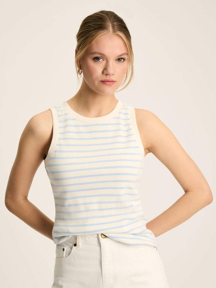 Joules Harbour Cream & Blue Striped Jersey Vest - Image 1 of 6 Joules Harbour Cream & Blue Striped Jersey Vest - Image 1 of 6