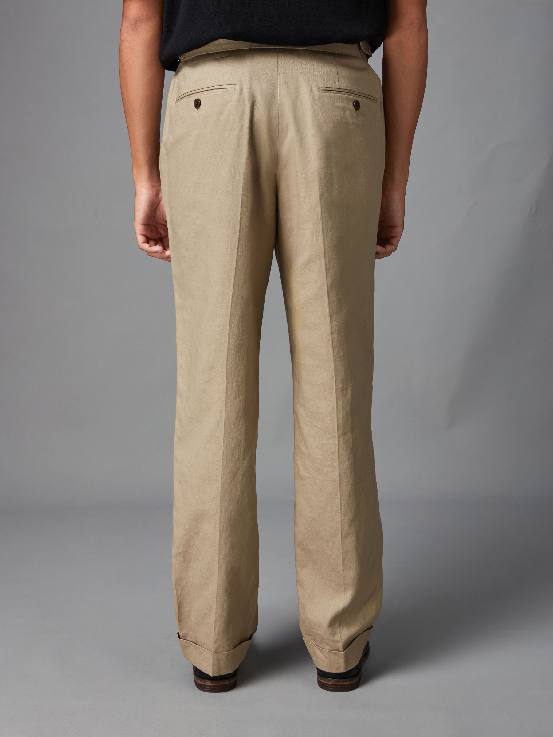 Buy Stone Linen Cotton Side Adjuster Trousers from Next