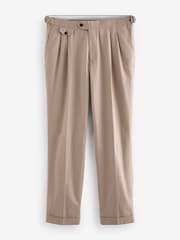 Stone Linen Cotton Side Adjuster Trousers - Image 5 of 8