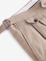 Stone Linen Cotton Side Adjuster Trousers - Image 6 of 8