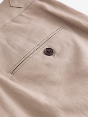 Stone Linen Cotton Side Adjuster Trousers - Image 7 of 8