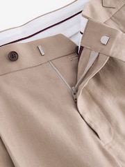 Stone Linen Cotton Side Adjuster Trousers - Image 8 of 8