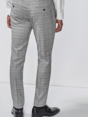 Light Grey/Blue Skinny Fit Check Suit: Trousers - Image 2 of 6