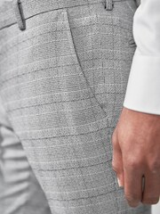 Light Grey/Blue Skinny Fit Check Suit: Trousers - Image 4 of 6
