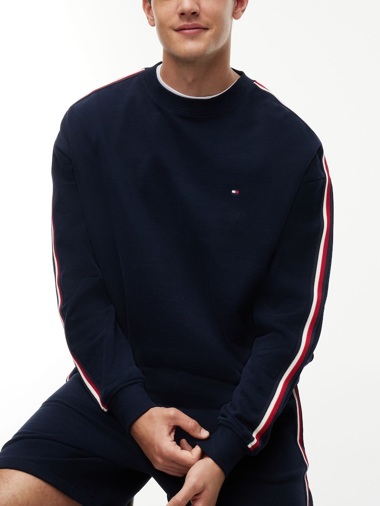 Tommy Hilfiger Blue Global Stripe Terry Sweat Top - Image 4 of 4 Tommy Hilfiger Blue Global Stripe Terry Sweat Top - Image 4 of 4