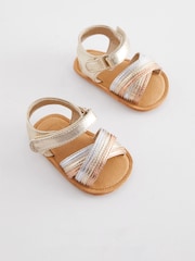 Gold Cross Strap Baby Sandals (0-24mths) - Image 1 of 5