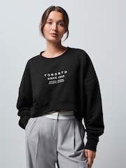 Black Toronto City Graphic Cropped Sweatshirt - Image 1 of 6