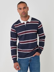 Threadbare Blue Regular Fit Cotton Rugby Polo Shirt - Image 2 of 5