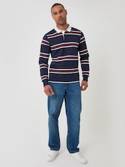Threadbare Blue Regular Fit Cotton Rugby Polo Shirt - Image 4 of 5