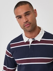 Threadbare Blue Regular Fit Cotton Rugby Polo Shirt - Image 5 of 5