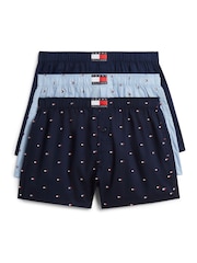 Azul - Calzoncillos bóxer tejidos con estampado clásico de Tommy Hilfiger 3 Pack - Imagen 1 de 6