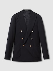 Reiss Dark Navy Perry Slim Fit Wool Double Breasted Blazer - Image 2 of 7