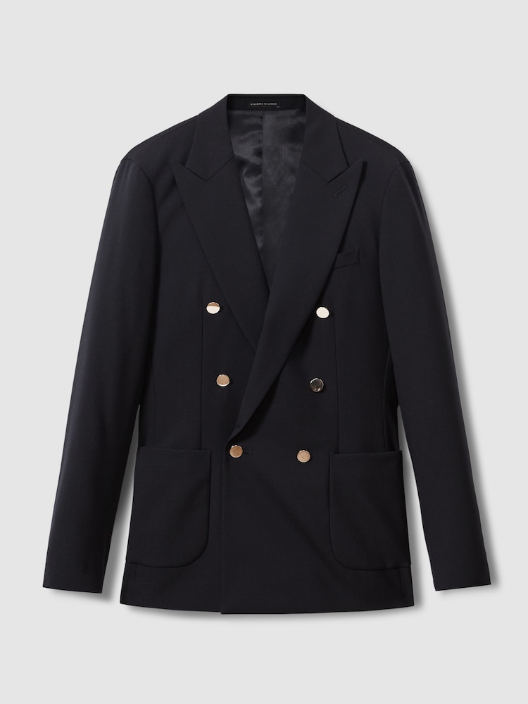 Reiss Dark Navy Perry Slim Fit Wool Double Breasted Blazer - Image 2 of 7