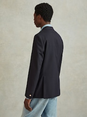 Reiss Dark Navy Perry Slim Fit Wool Double Breasted Blazer - Image 5 of 7