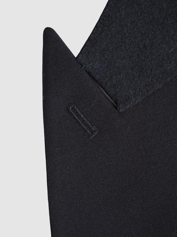 Reiss Dark Navy Perry Slim Fit Wool Double Breasted Blazer - Image 7 of 7