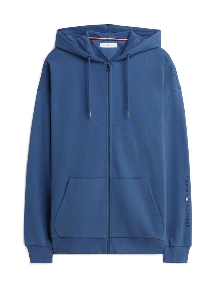 Tommy Hilfiger Blue TH Original Terry Zip-Thru Lounge Hoodie - Image 5 of 5 Tommy Hilfiger Blue TH Original Terry Zip-Thru Lounge Hoodie - Image 5 of 5