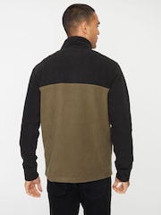 Threadbare Black / Khaki Two Tone Quarter Zip Fleece Jumper - Image 2 of 4