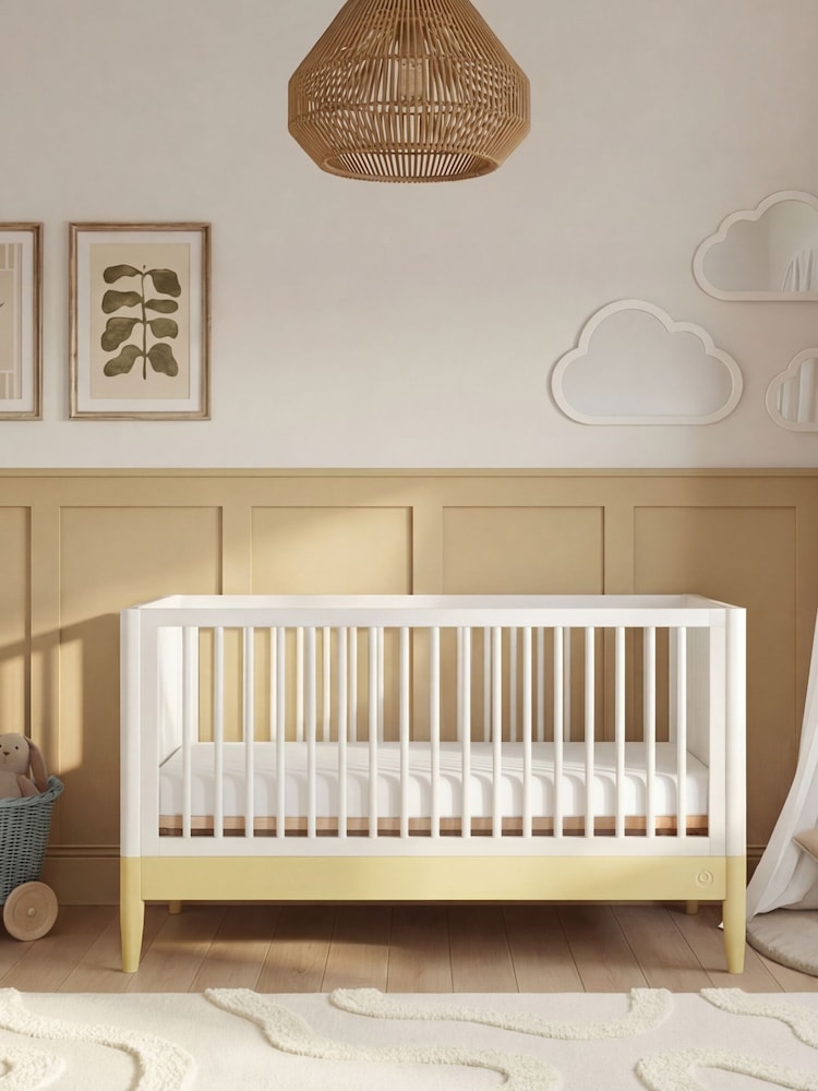 Gaia Baby Primrose Yellow White Eos Nursery Cot Bed - Image 1 of 4