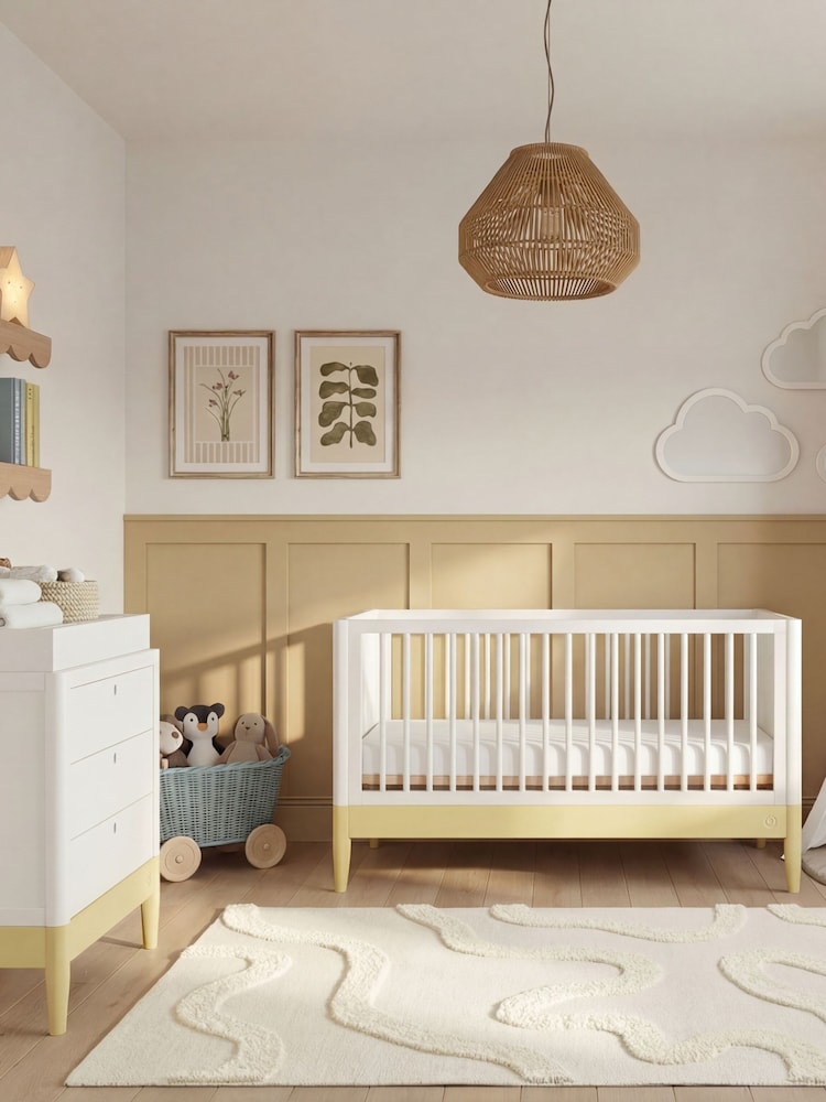 Gaia Baby Primrose Yellow White Eos Nursery Cot Bed - Image 2 of 4