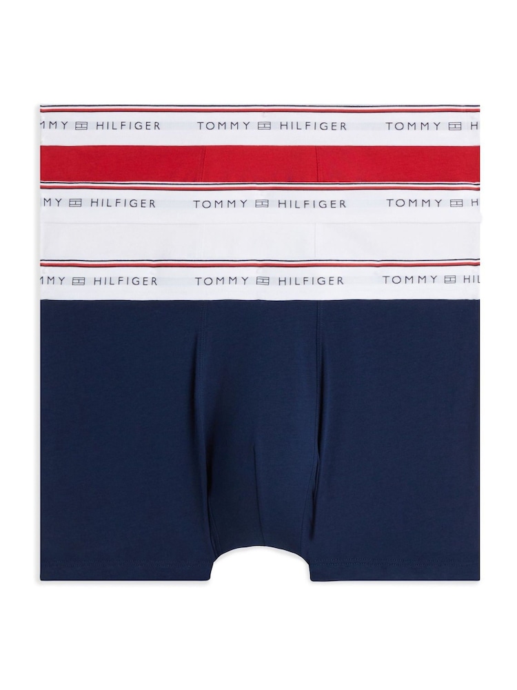 Roșu - Set de 3 boxeri Tommy Hilfiger cu logo pe bandă și dungă Global - Imaginea 1 din 6