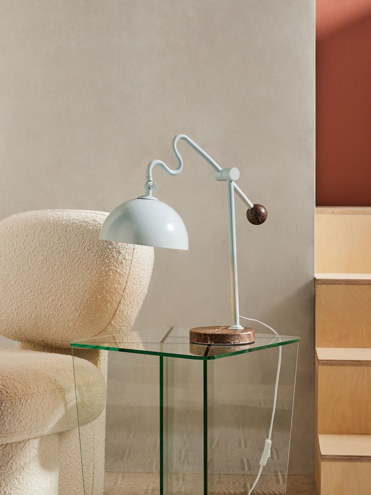 MADE.COM Light Blue/Marble Avery Table Lamp - Image 1 of 4