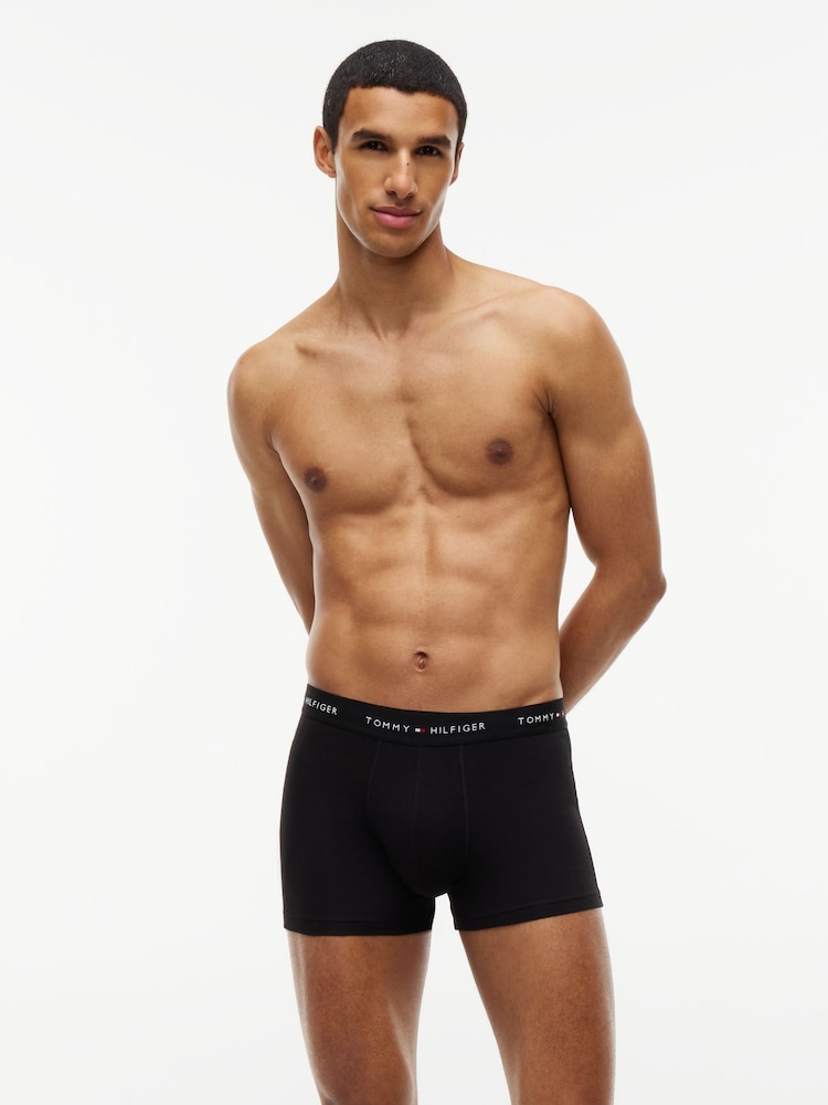 Tommy Hilfiger Green Signature Logo Contrast Waistband Trunks 3 Pack - Image 2 of 6 Tommy Hilfiger Green Signature Logo Contrast Waistband Trunks 3 Pack - Image 2 of 6