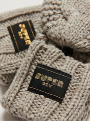 Коричневый - Superdry перчатки из % хлопка с узором "косичка" 100 - Изображение 3 из 3