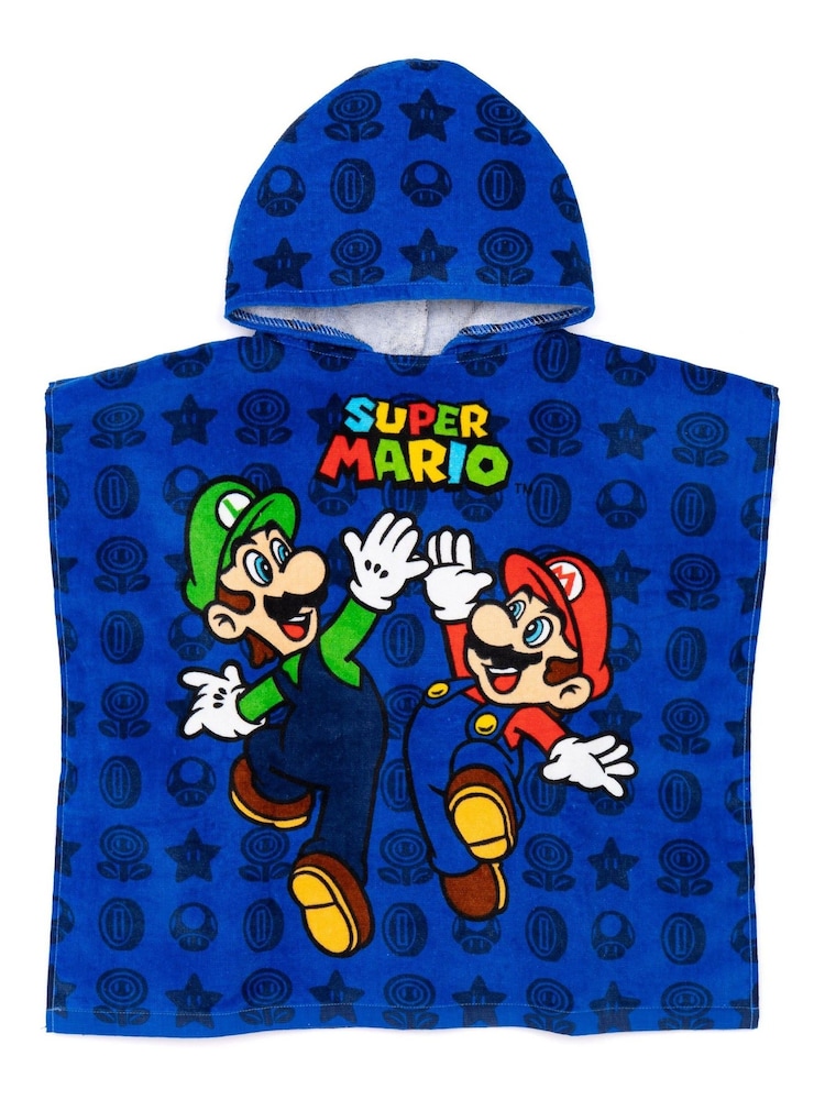 Poncho de toalha de personagem Vanilla Underground Blue Super Mario 100% algodão - Imagem 1 de 6