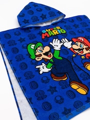 Poncho de toalha de personagem Vanilla Underground Blue Super Mario 100% algodão - Imagem 2 de 6
