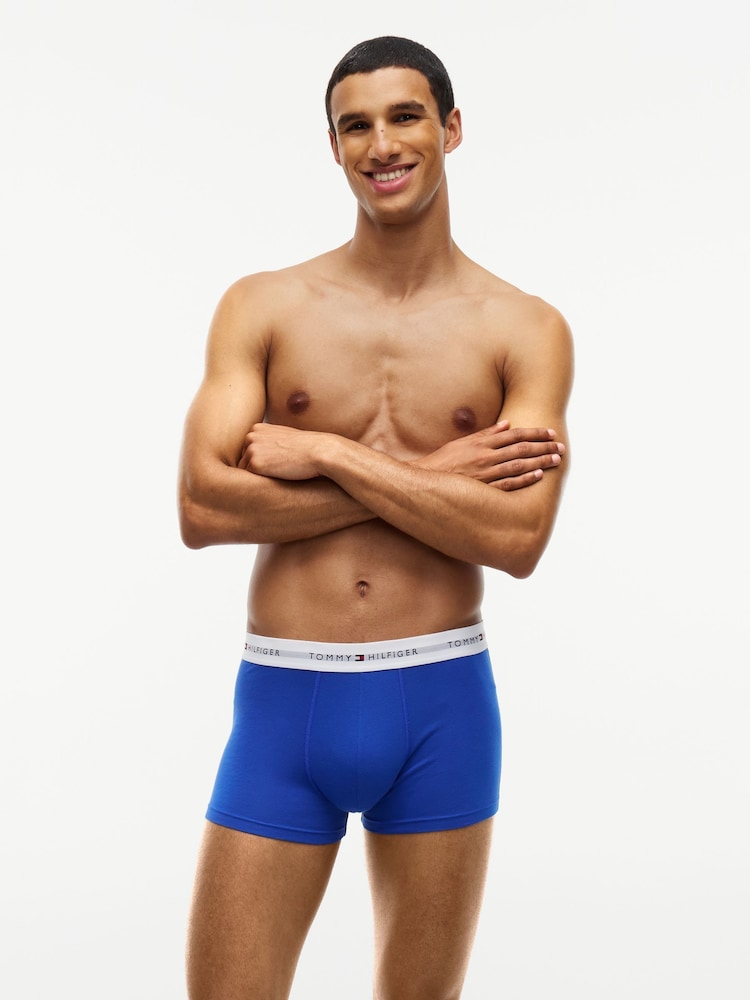 Tommy Hilfiger Green Signature Logo Waistband Trunks 3 Pack - Image 2 of 5 Tommy Hilfiger Green Signature Logo Waistband Trunks 3 Pack - Image 2 of 5
