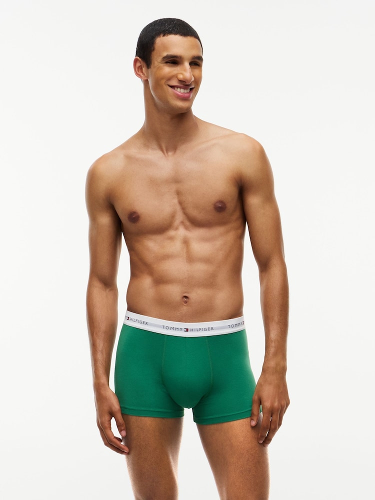Tommy Hilfiger Green Signature Logo Waistband Trunks 3 Pack - Image 5 of 5 Tommy Hilfiger Green Signature Logo Waistband Trunks 3 Pack - Image 5 of 5