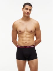 Tommy Hilfiger Red Original Logo Waistband Trunks 3 Pack - Image 2 of 6