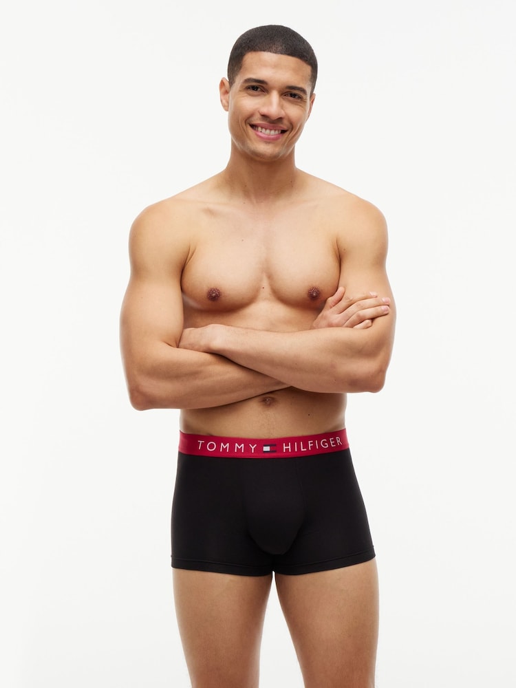 Tommy Hilfiger Red Original Logo Waistband Trunks 3 Pack - Image 6 of 6 Tommy Hilfiger Red Original Logo Waistband Trunks 3 Pack - Image 6 of 6