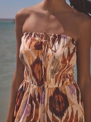 Ikat Print Multiway Halter-Tie Bandeau Wide Leg Jumpsuit - Image 4 of 6