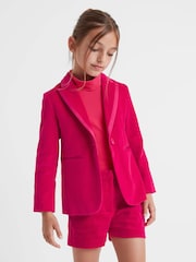 Reiss Bright Pink Bree Single Breasted Velvet Blazer - Image 1 of 6
