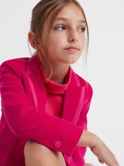 Reiss Bright Pink Bree Single Breasted Velvet Blazer - Image 3 of 6
