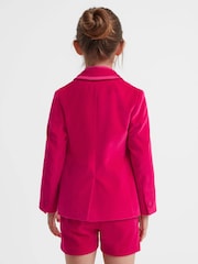 Reiss Bright Pink Bree Single Breasted Velvet Blazer - Image 5 of 6