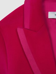 Reiss Bright Pink Bree Single Breasted Velvet Blazer - Image 6 of 6
