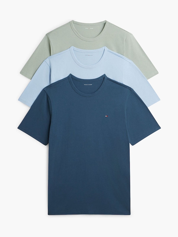 Tommy Hilfiger Blue Signature Jersey Lounge T-Shirts 3 Pack - Image 1 of 2 Tommy Hilfiger Blue Signature Jersey Lounge T-Shirts 3 Pack - Image 1 of 2