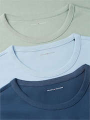 Tommy Hilfiger Blue Signature Jersey Lounge T-Shirts 3 Pack - Image 2 of 2