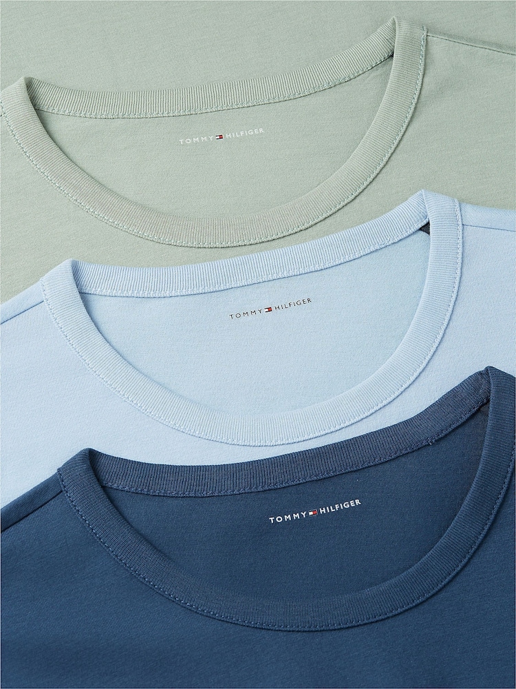 Tommy Hilfiger Blue Signature Jersey Lounge T-Shirts 3 Pack - Image 2 of 2 Tommy Hilfiger Blue Signature Jersey Lounge T-Shirts 3 Pack - Image 2 of 2