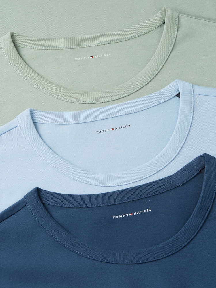 Azul/Azul Claro/Verde - Pacote com 1 unidade de t-shirts de algodão Tommy Hilfiger 3 - Imagem 8 de 8