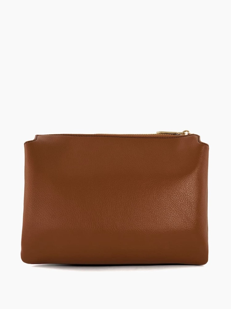 Dune London Brown Chrome Dalliance Small Pocket Front Cross-Body Bag - Image 1 of 5 Dune London Brown Chrome Dalliance Small Pocket Front Cross-Body Bag - Image 1 of 5