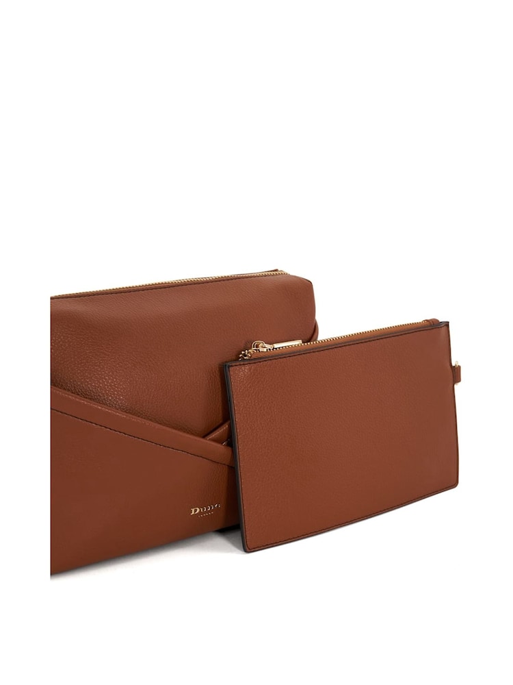 Dune London Brown Chrome Dalliance Small Pocket Front Cross-Body Bag - Image 2 of 5 Dune London Brown Chrome Dalliance Small Pocket Front Cross-Body Bag - Image 2 of 5