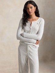 Polo Ralph Lauren Cream Pointelle Henley Pyjamas Set - Image 1 of 4