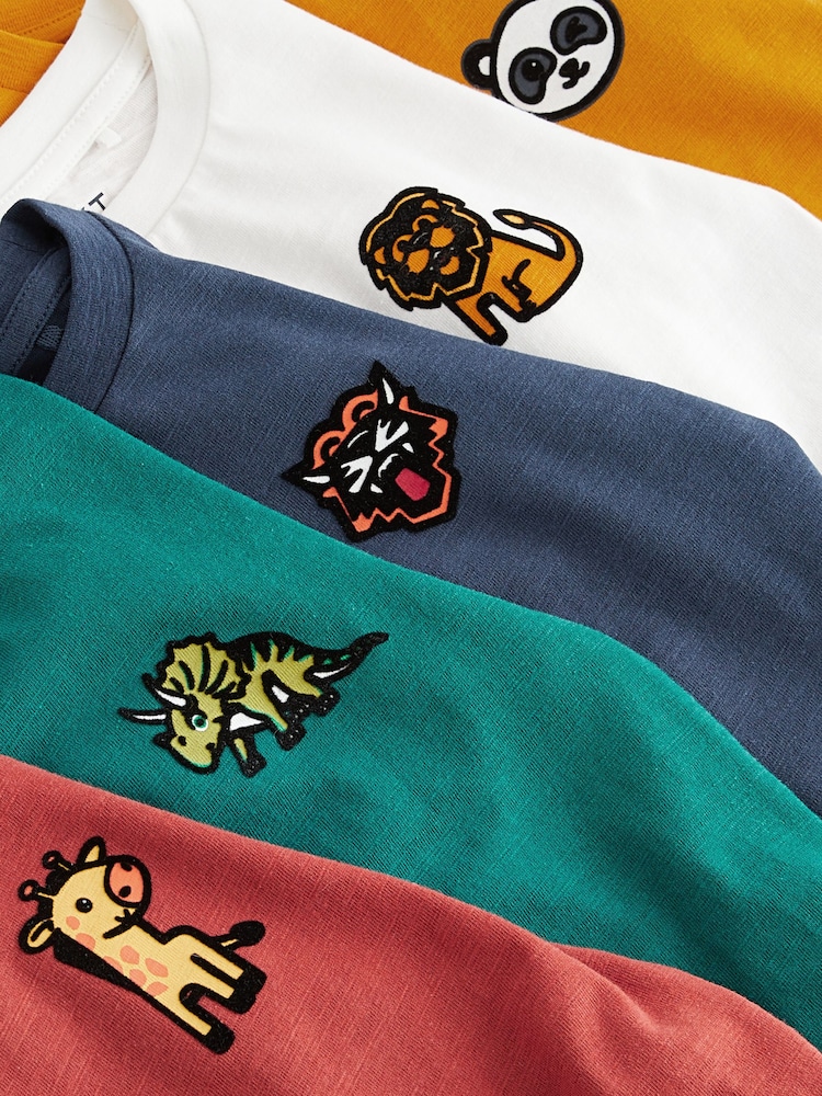 Multi Animal Long Sleeve T-Shirts 5 Pack (3mths-7yrs) - Image 8 of 8