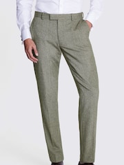 MOSS Sage Green Herringbone Tweed Skinny Fit Suit Trousers - Image 1 of 4